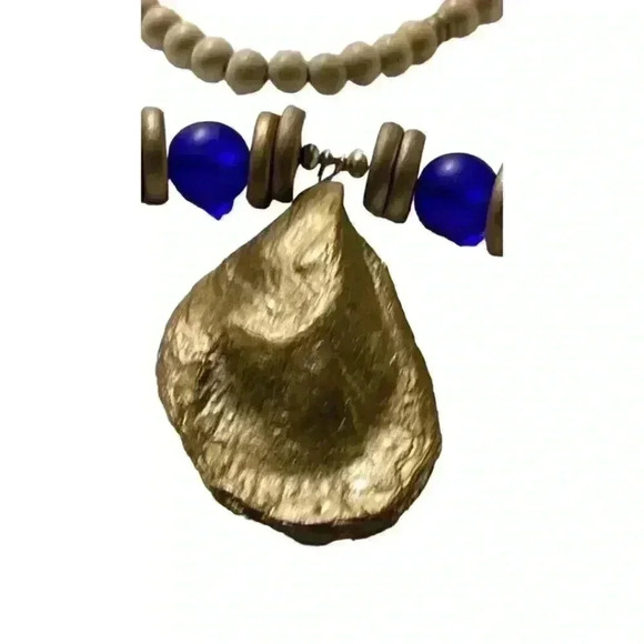 Coastal Genuine Oyster Shell Sea Glass Necklace - Picture 2 of 6